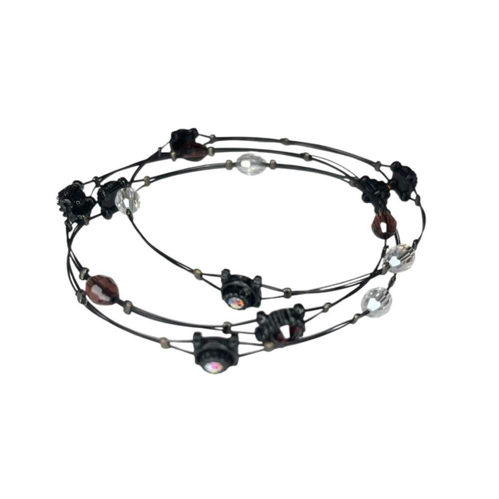 3 Piece Set Bracelets Lot with Black Wire Trio Bundle Bangle
